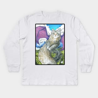 Cat Dragon - Black Outlined Version Kids Long Sleeve T-Shirt